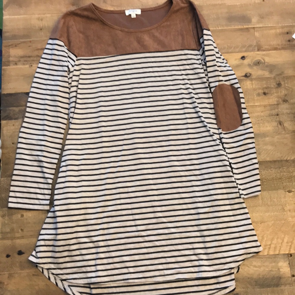 Umgee boutique long sleeve stripe and suede dress